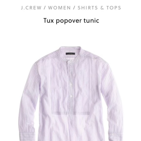 J. Crew Tuxedo Popover Tunic in Light Purple with White Stripes - Picture 2 of 4